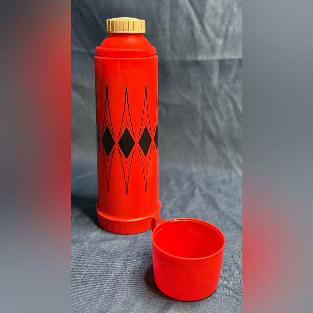 Vintage 70’s King Seeley Thermos TALL 13 Vacuum Bottle FillerStopper  Red